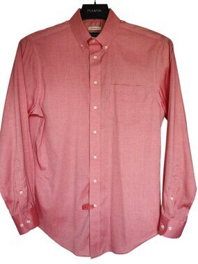 15.5 34/35 Dress Shirt Light Red Pink Grapefruit Jos A Bank Traveler Tailored Sz